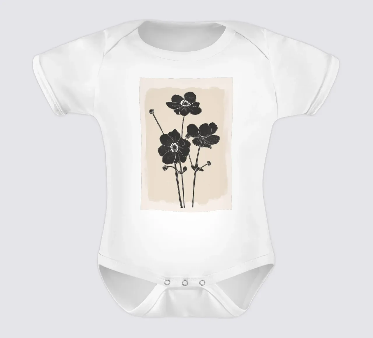Fiori in bianco e nero body neonato maniche corte da ThingDesign