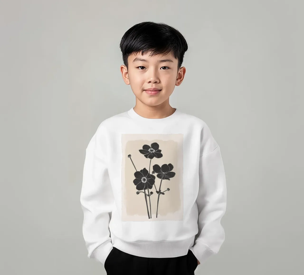 Fiori in bianco e nero felpa bambino da ThingDesign