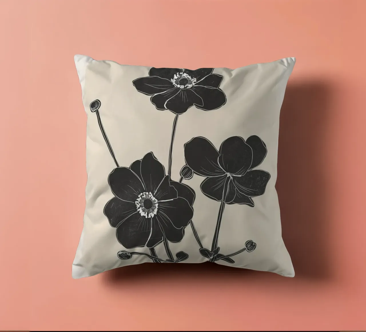 Fiori in bianco e nero cuscino da ThingDesign