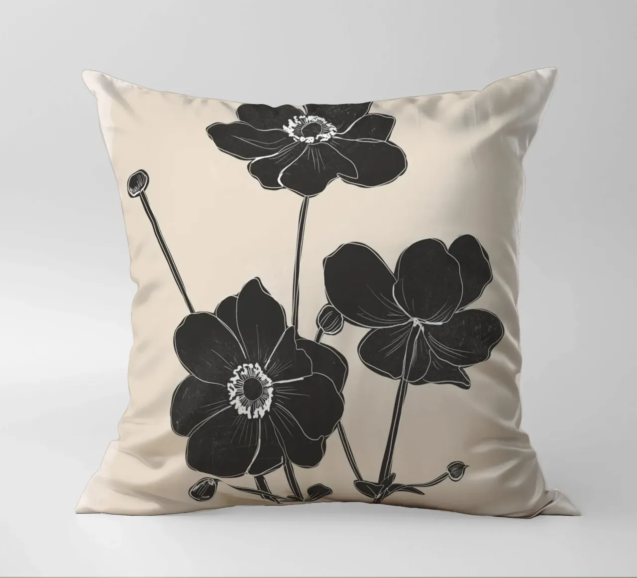 Fiori in bianco e nero cuscino da ThingDesign