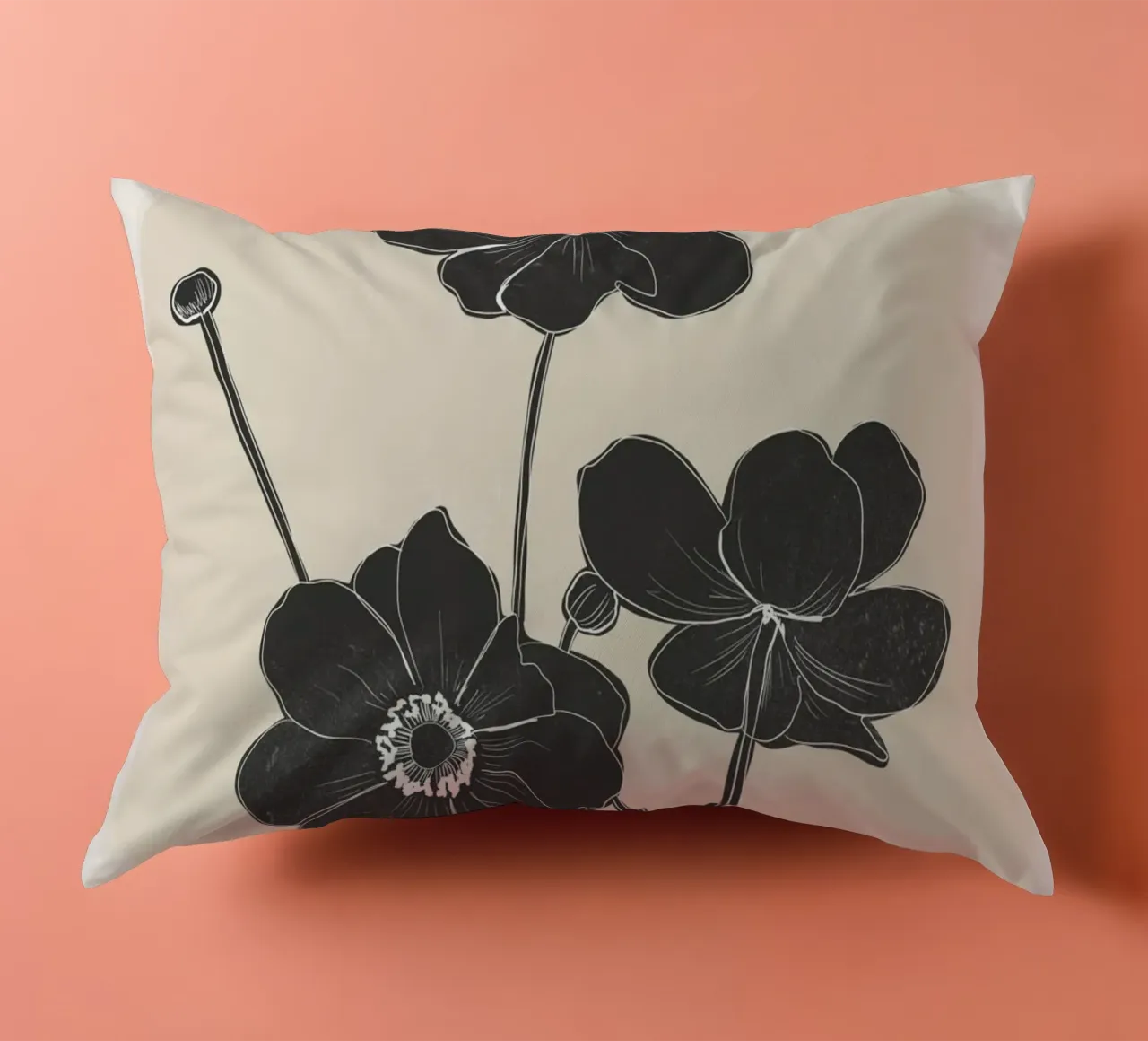 Fiori in bianco e nero cuscino da ThingDesign