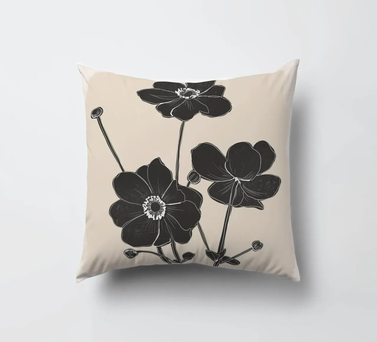 Fiori in bianco e nero cuscino da ThingDesign
