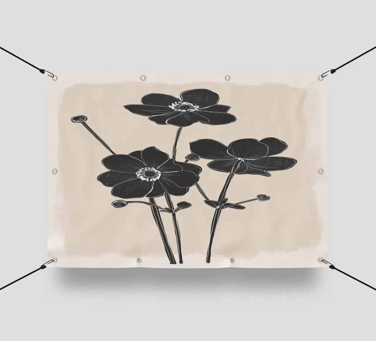Fiori in bianco e nero telo in pvc da ThingDesign