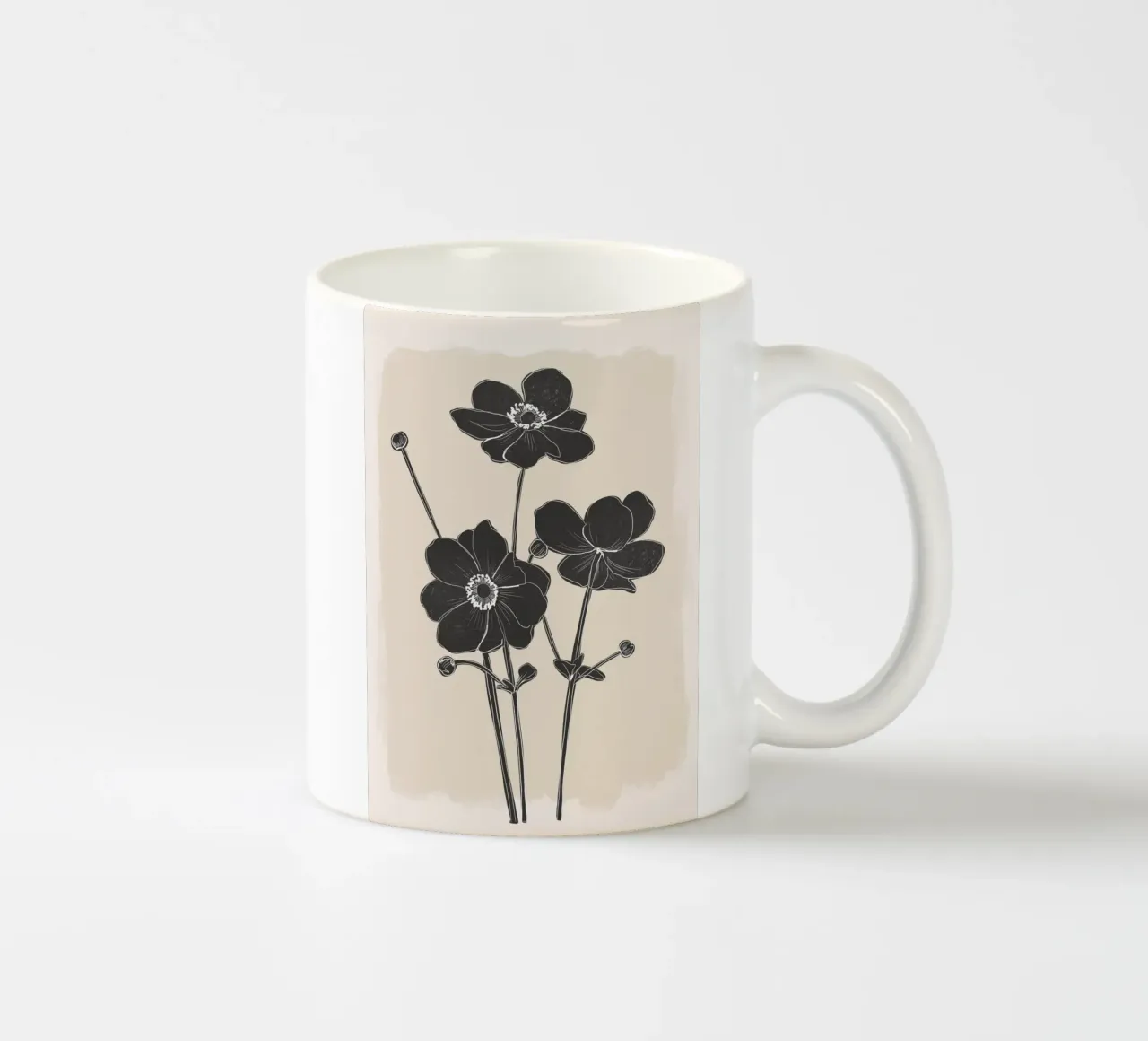 Fiori in bianco e nero tazza in ceramica da ThingDesign