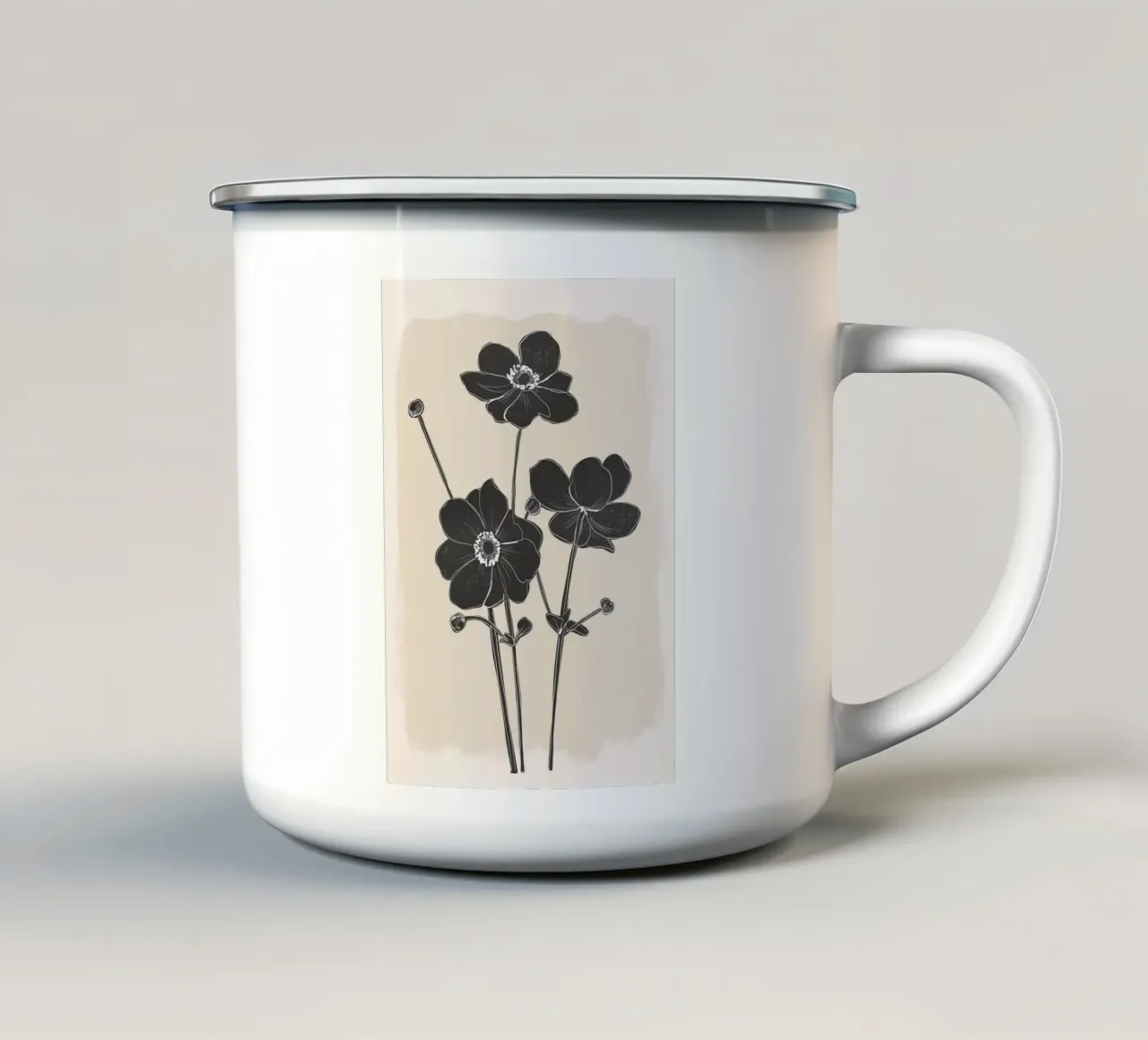 Fiori in bianco e nero tazza in smalto da ThingDesign