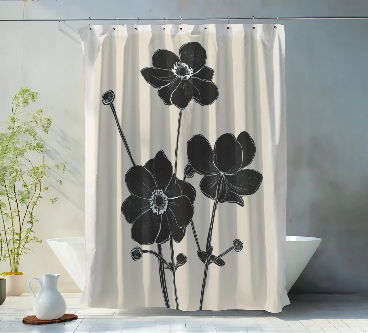 Fiori in bianco e nero tenda da doccia da ThingDesign