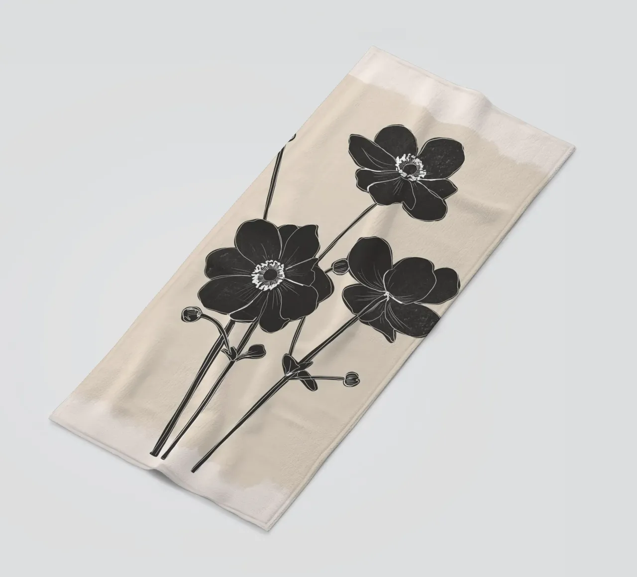 Fiori in bianco e nero telo mare da ThingDesign
