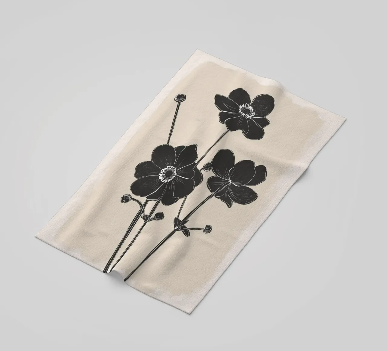Fiori in bianco e nero telo mare da ThingDesign