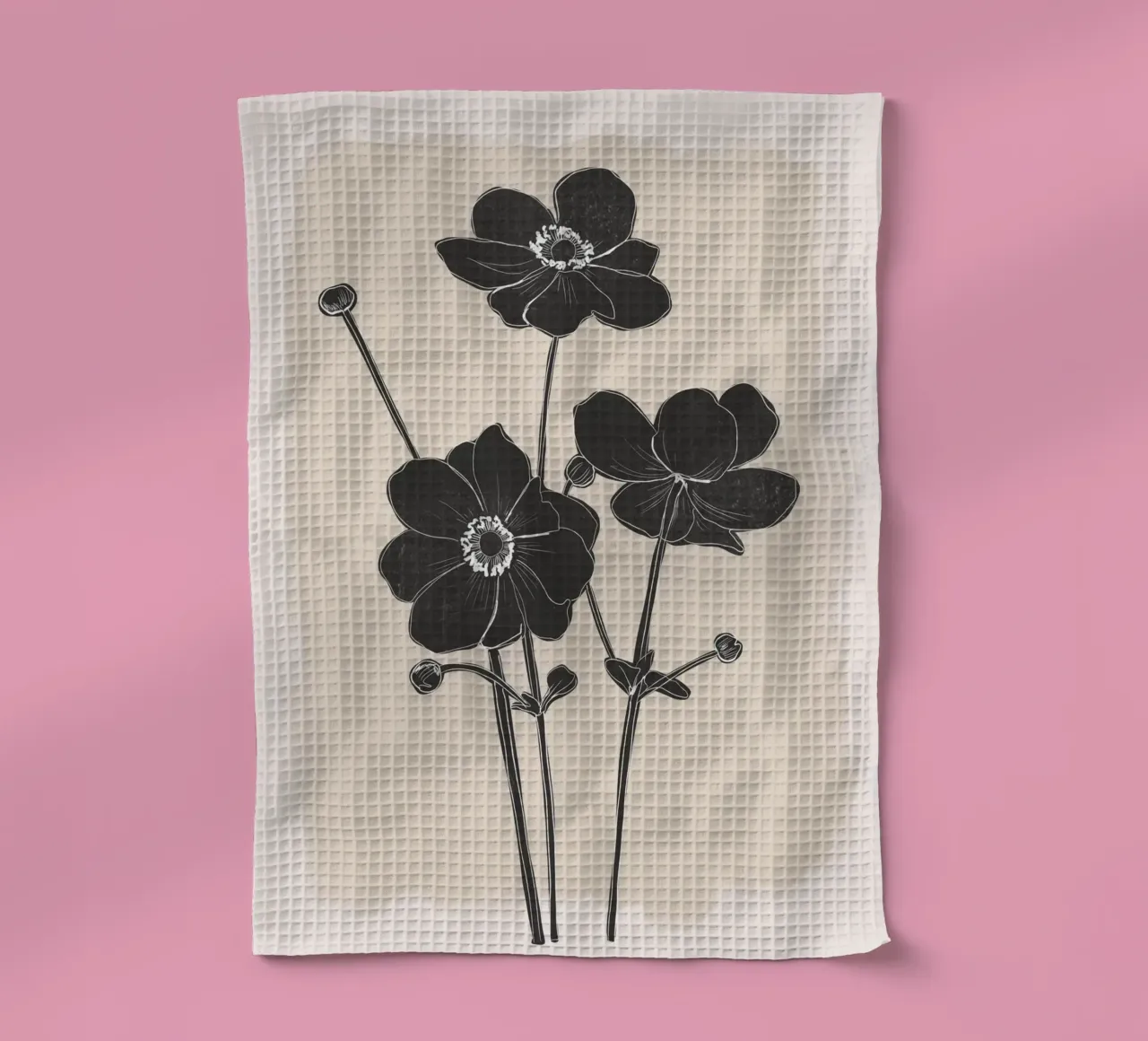 Fiori in bianco e nero canovaccio da cucina da ThingDesign