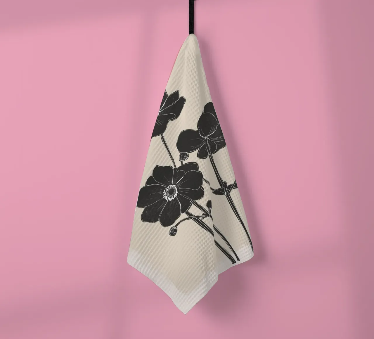 Fiori in bianco e nero canovaccio da cucina da ThingDesign