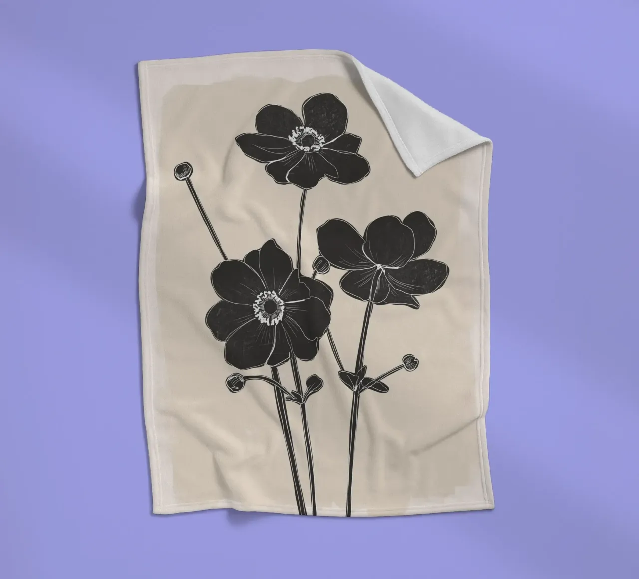 Fiori in bianco e nero coperta in pile da ThingDesign