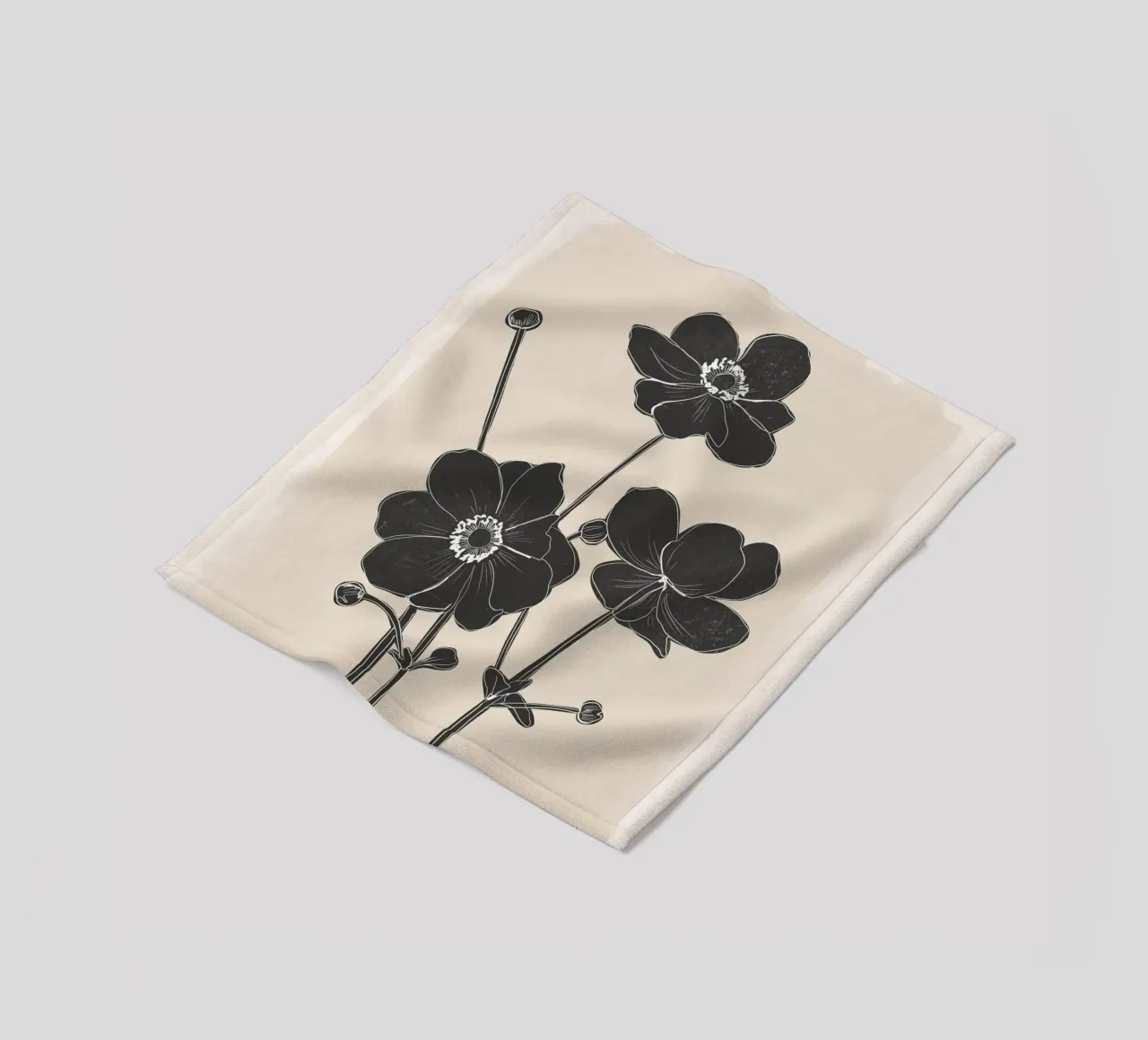 Fiori in bianco e nero coperta in pile da ThingDesign