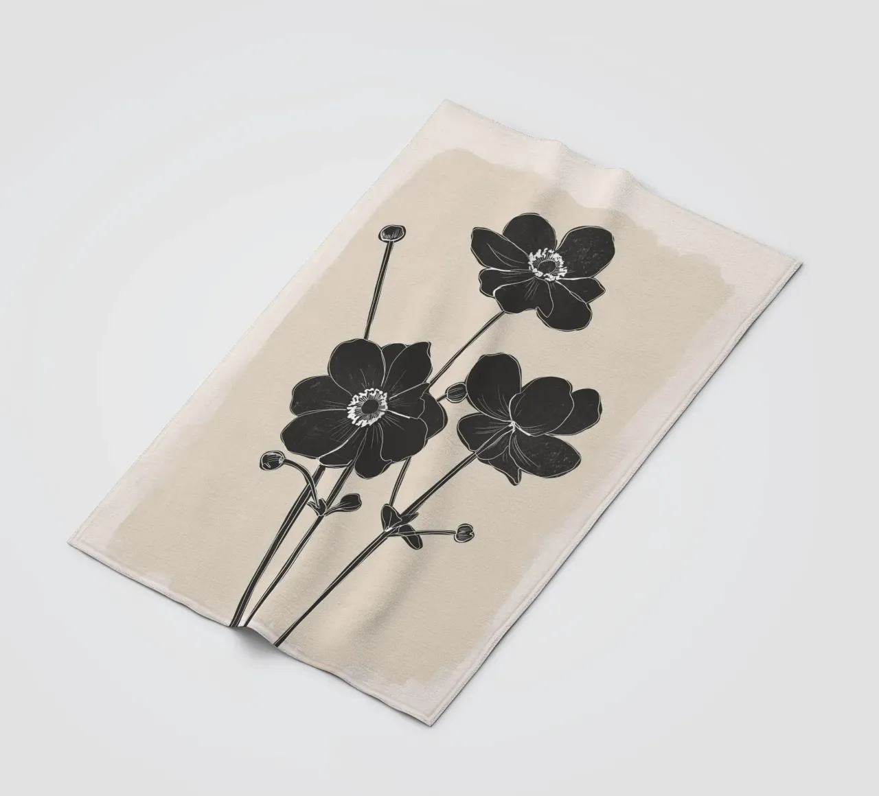 Fiori in bianco e nero coperta in pile da ThingDesign