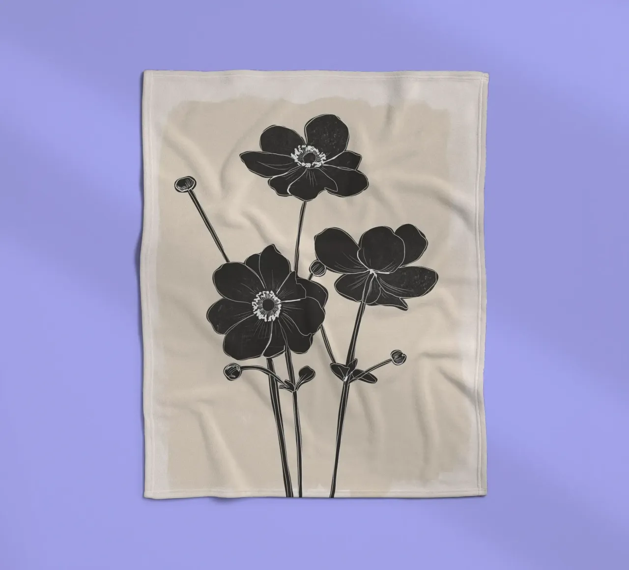 Fiori in bianco e nero coperta in pile da ThingDesign