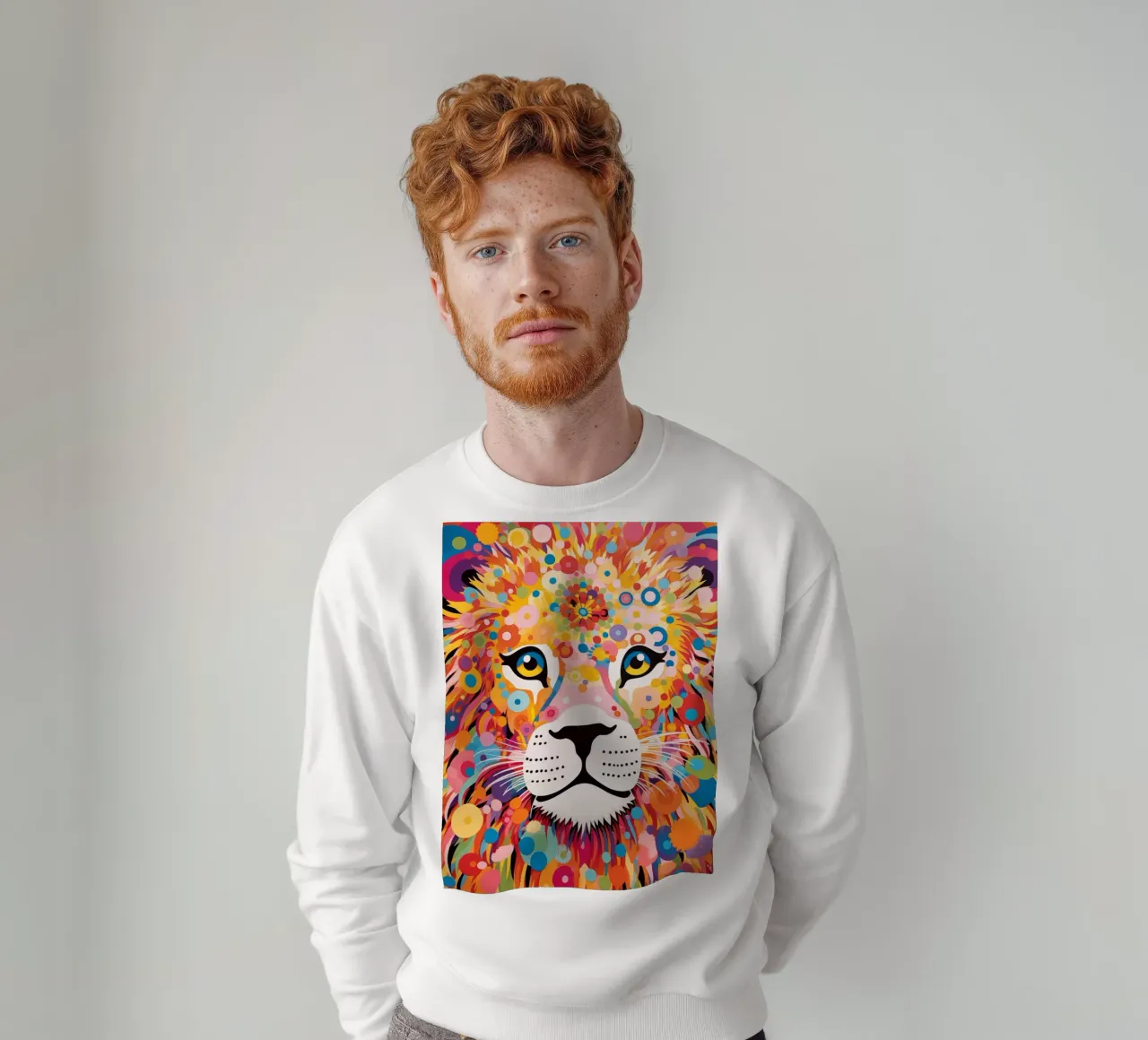 Leone Hippie dal potere floreale | Arte digitale felpa da Autofocus