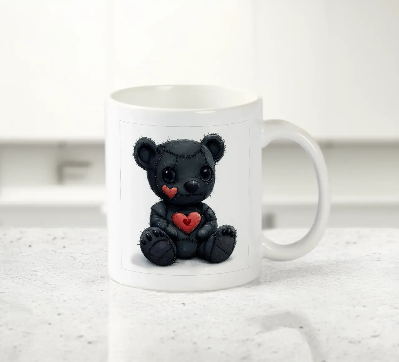 Orsetto nero con cartone animato patchwork tazza in ceramica da Happy Littles