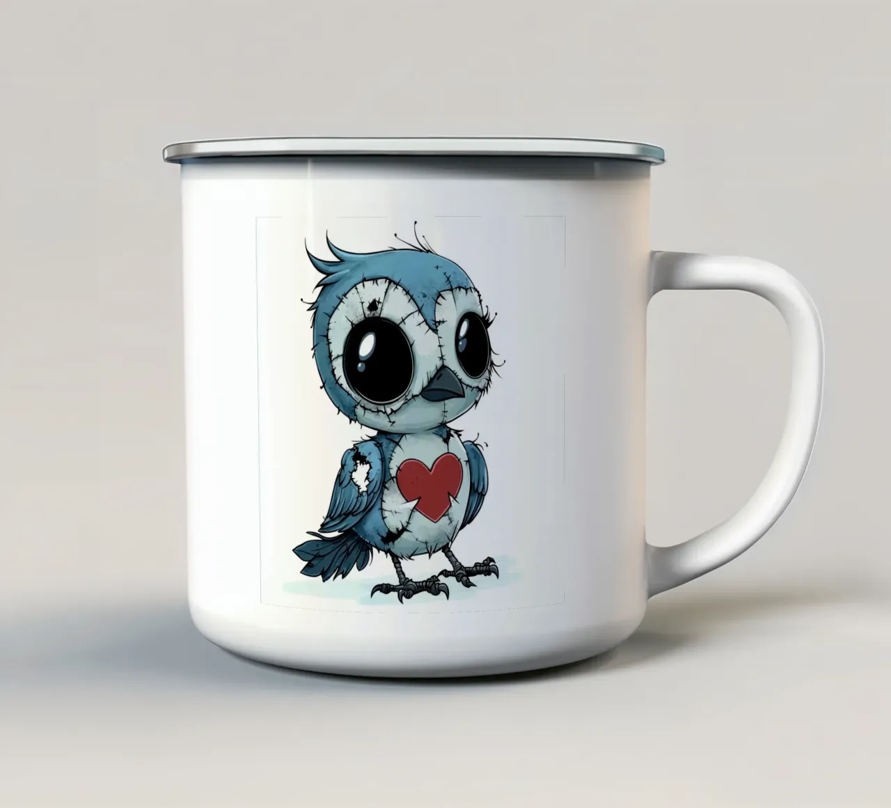 Patchwork Cartoon Baby Blue Jay tazza in smalto da Happy Littles