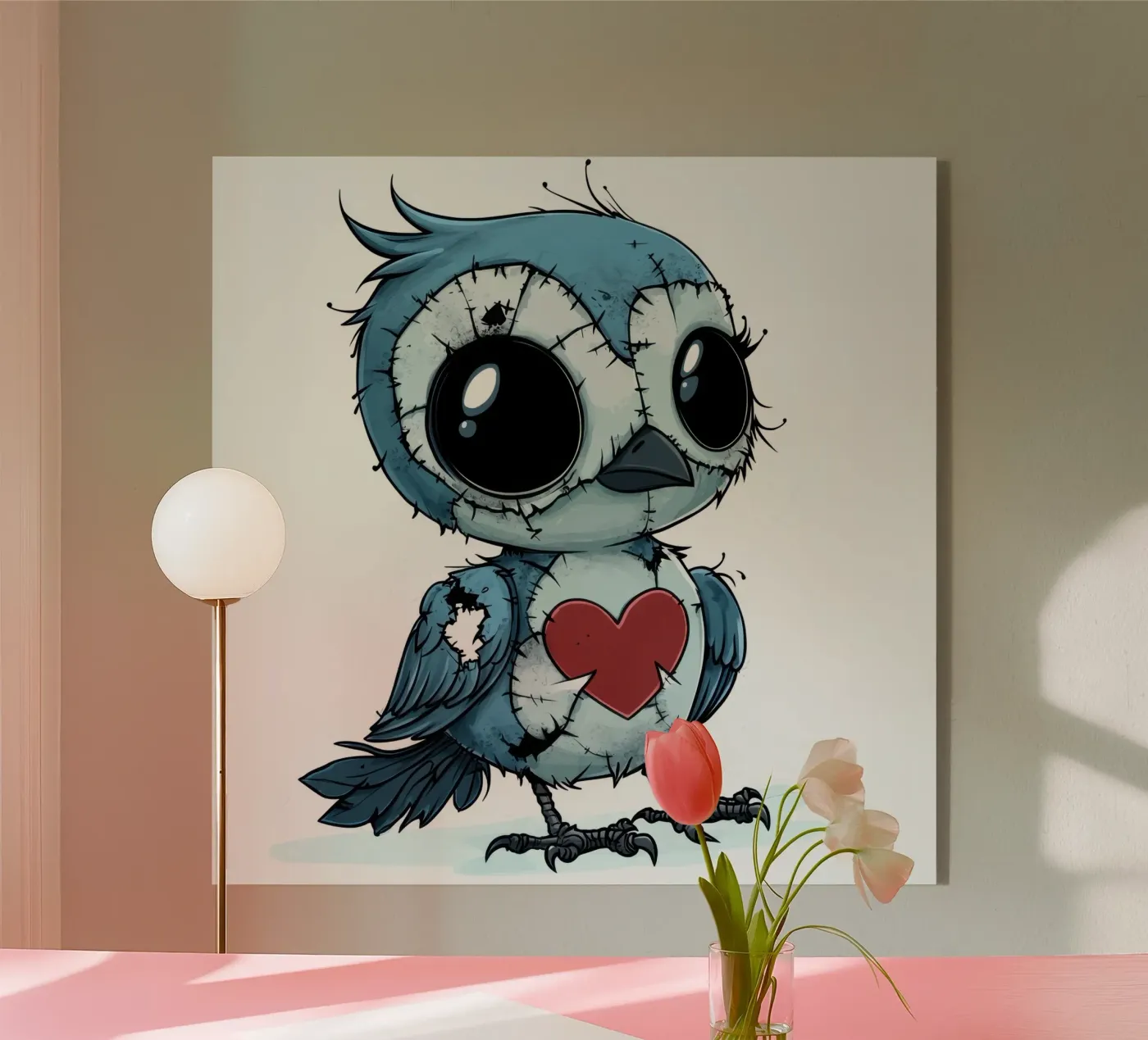 Patchwork Cartoon Baby Blue Jay plexiglass da Happy Littles