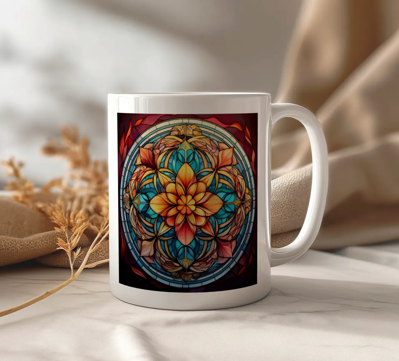 Mandala in vetro colorato tazza in ceramica da Spiritual Touch