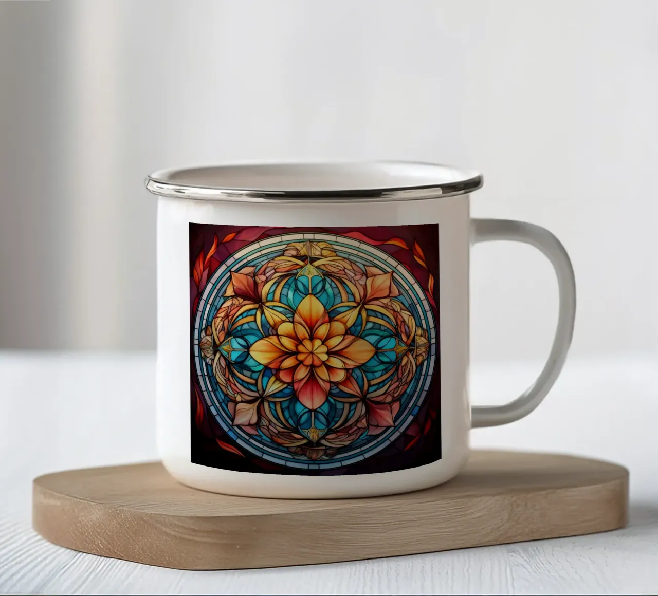 Mandala in vetro colorato tazza in smalto da Spiritual Touch