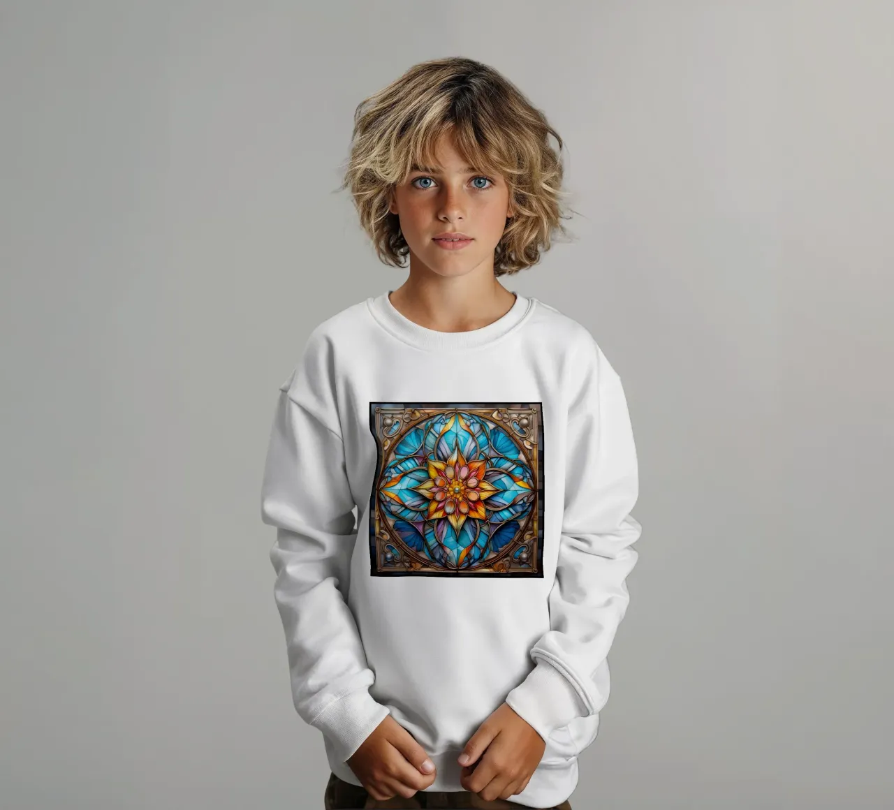 Mandala in vetro colorato felpa bambino da Spiritual Touch