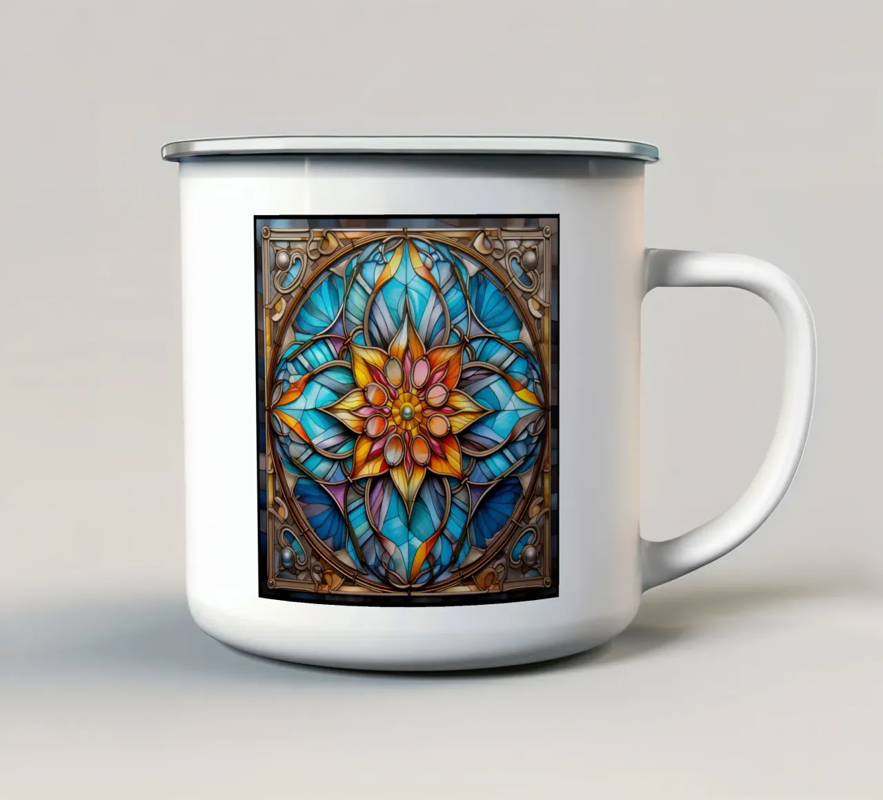 Mandala in vetro colorato tazza in smalto da Spiritual Touch