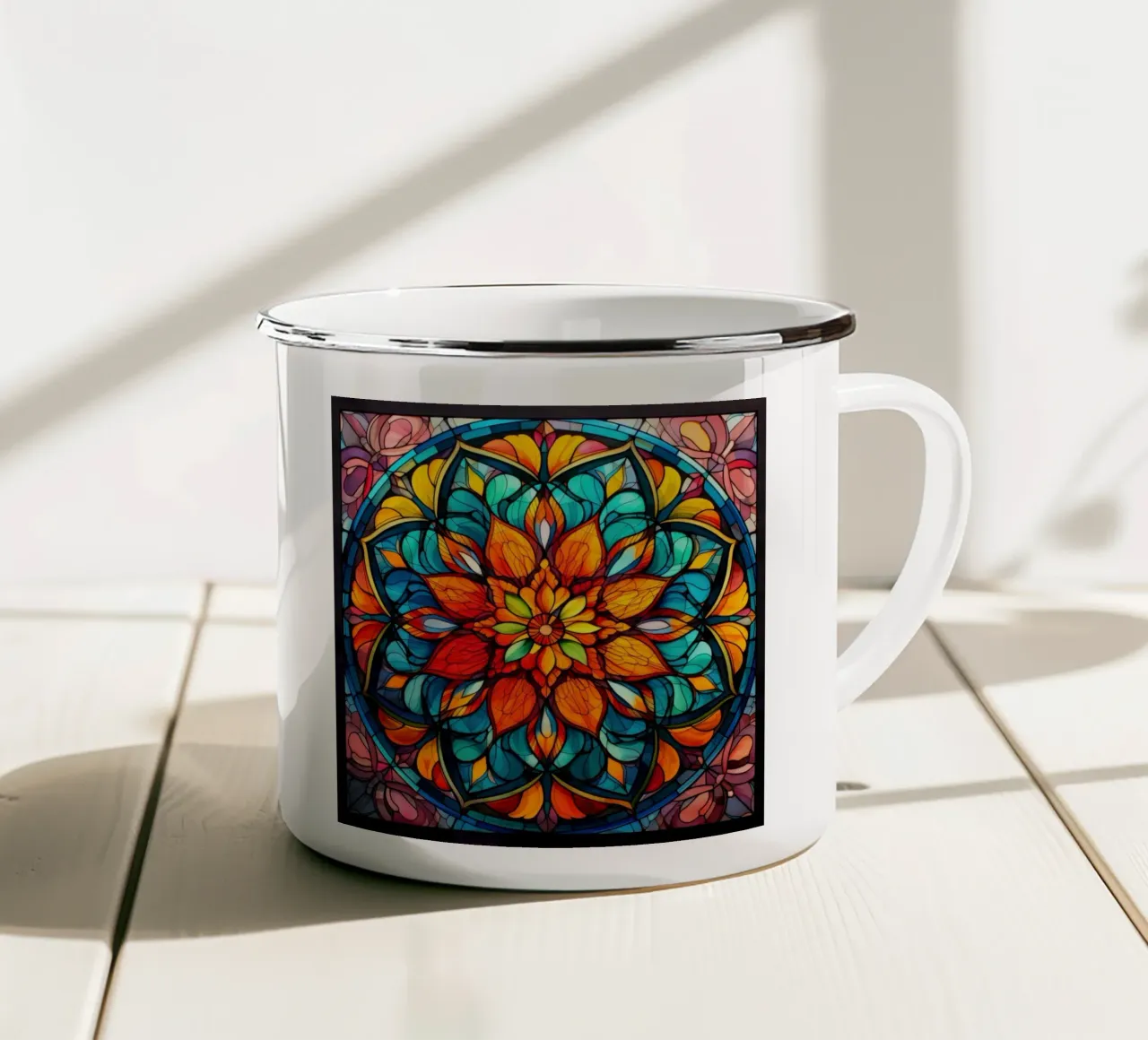 Mandala in vetro colorato tazza in smalto da Spiritual Touch