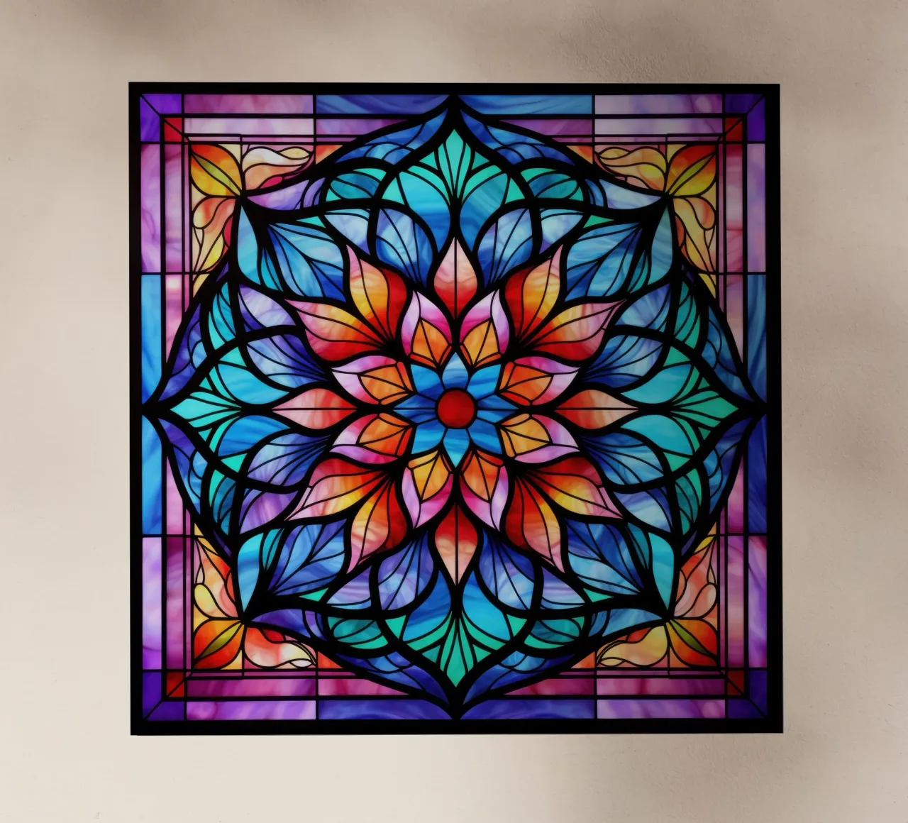 Mandala in vetro colorato pellicola backlit da Spiritual Touch