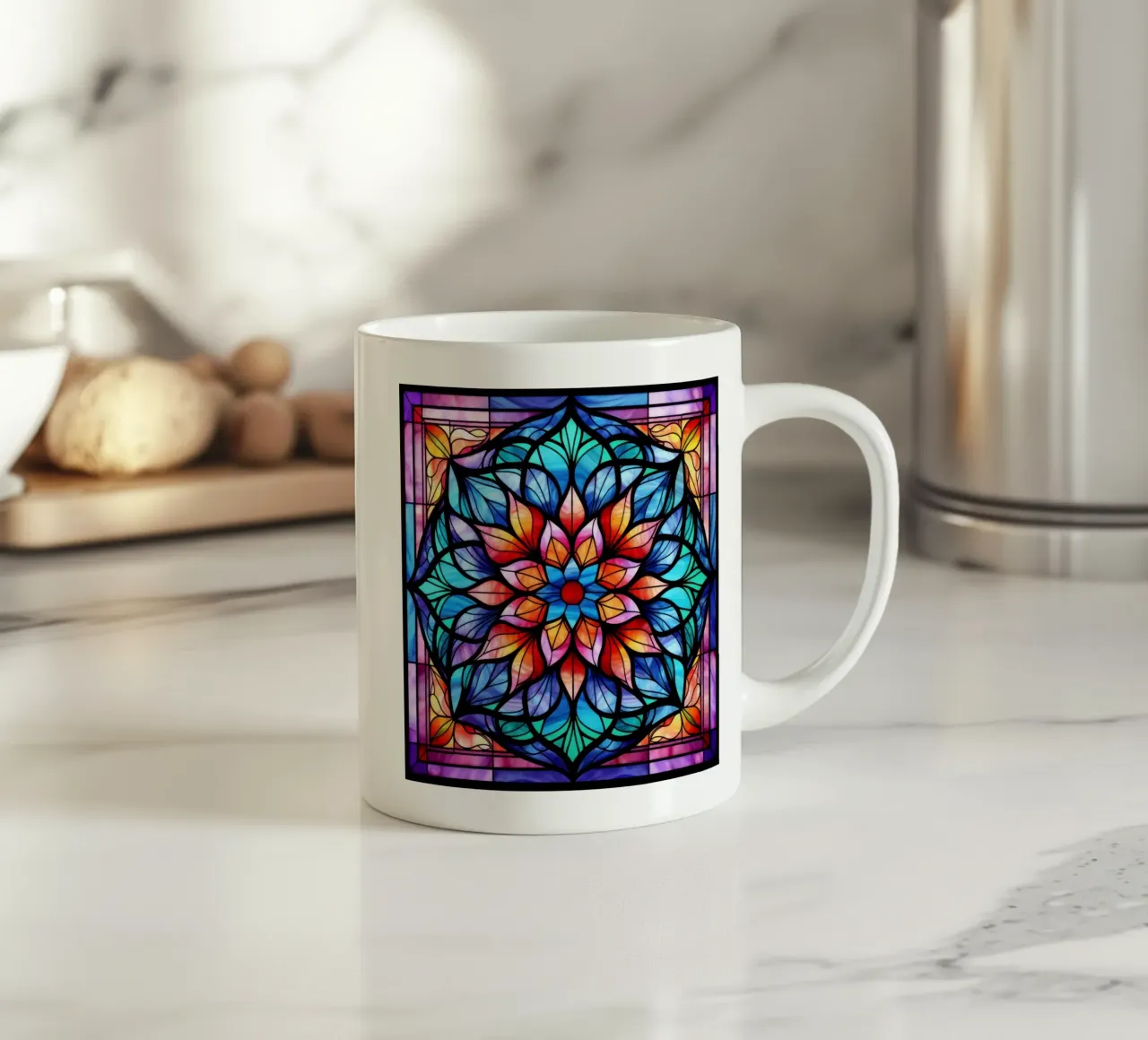 Mandala in vetro colorato tazza in ceramica da Spiritual Touch