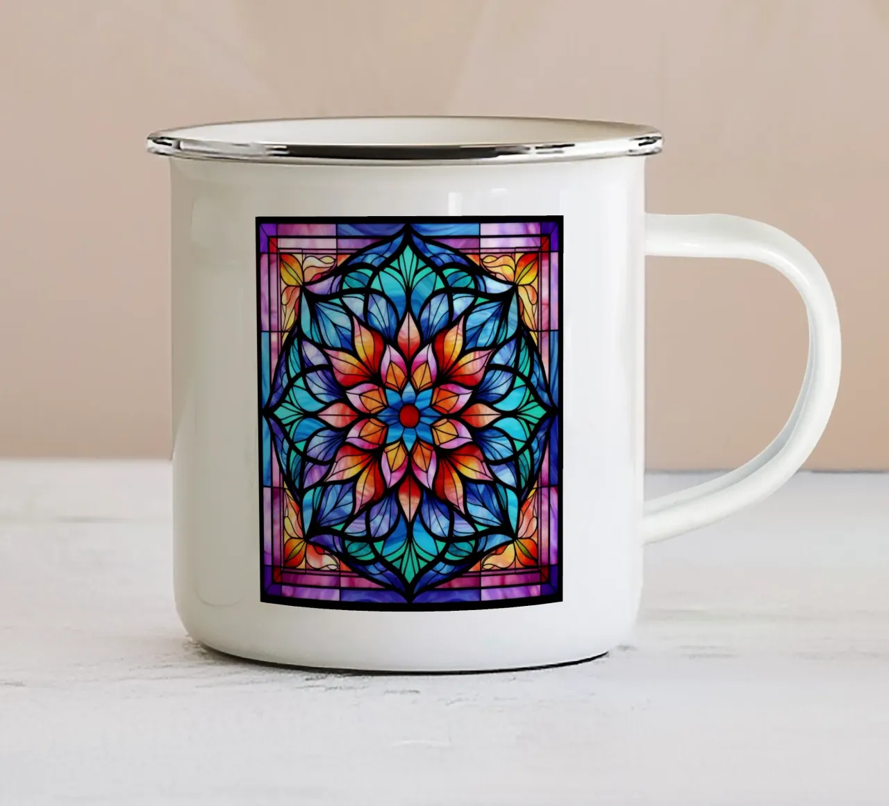 Mandala in vetro colorato tazza in smalto da Spiritual Touch