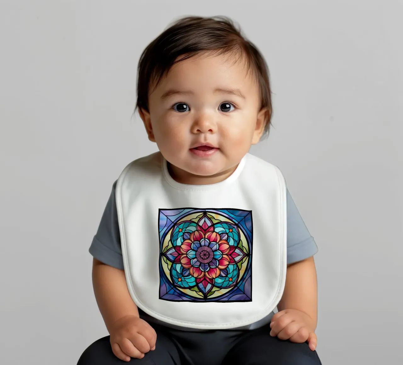 Mandala in vetro colorato bavaglino da Spiritual Touch