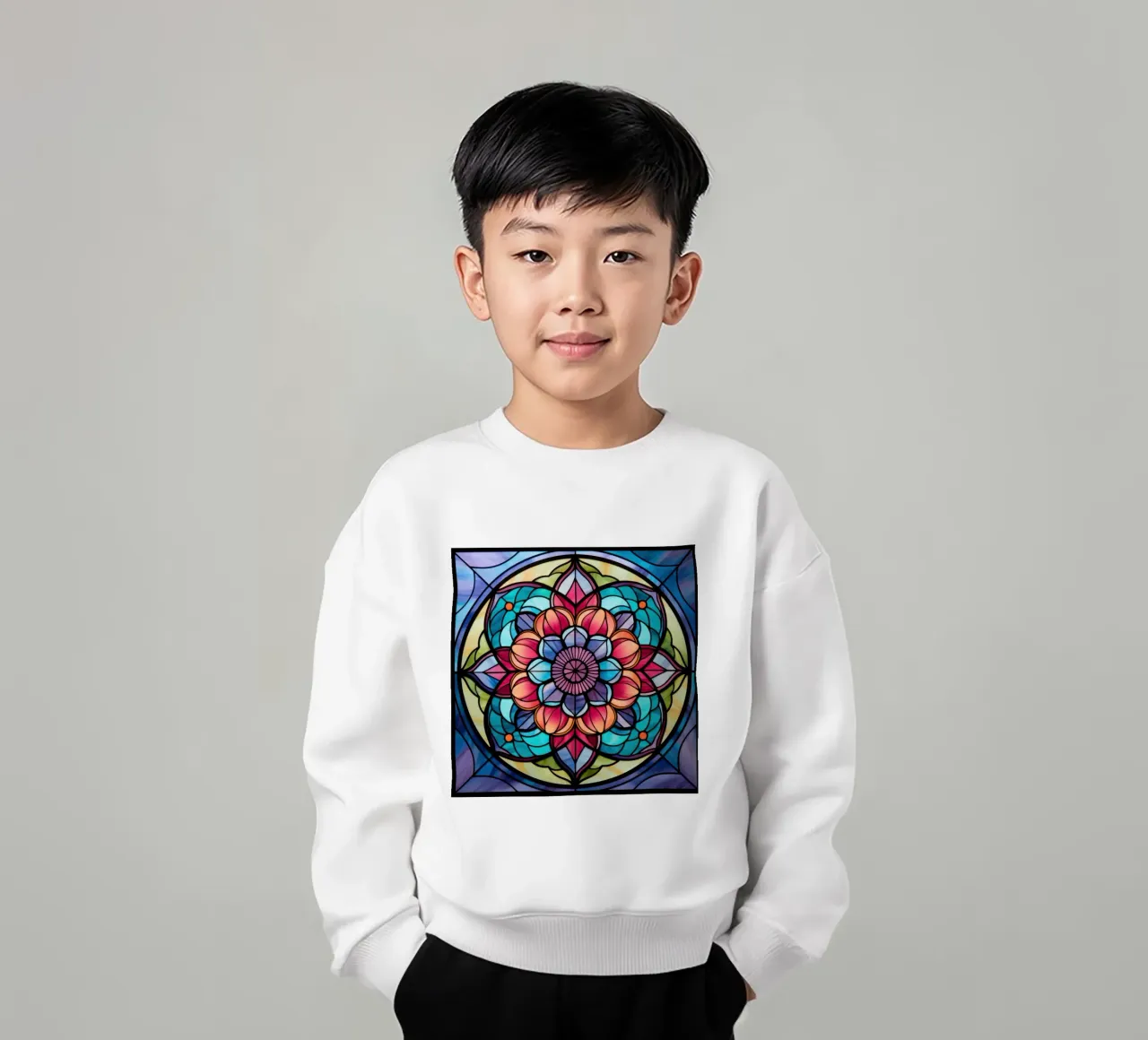 Mandala in vetro colorato felpa bambino da Spiritual Touch