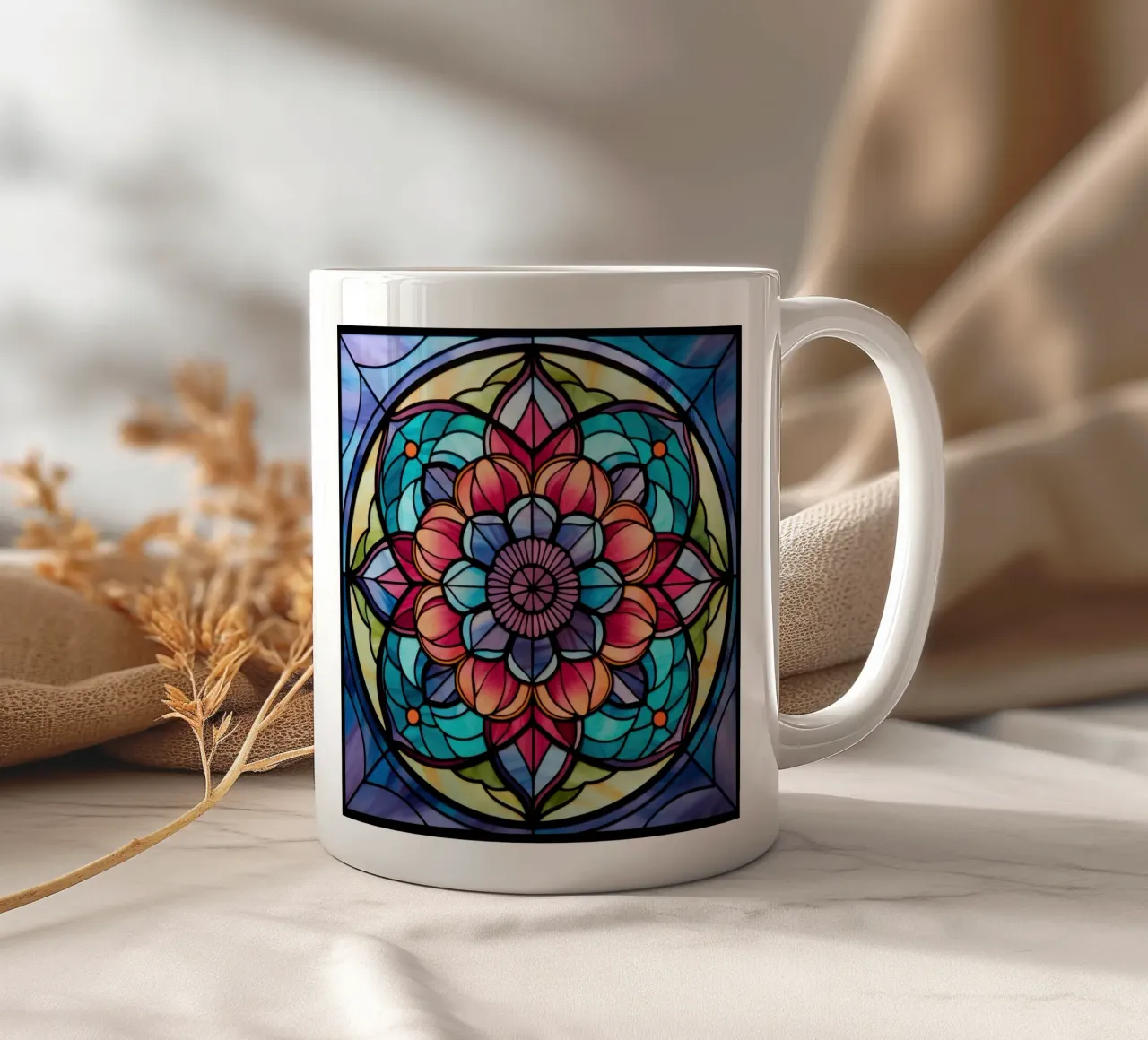 Mandala in vetro colorato tazza in ceramica da Spiritual Touch