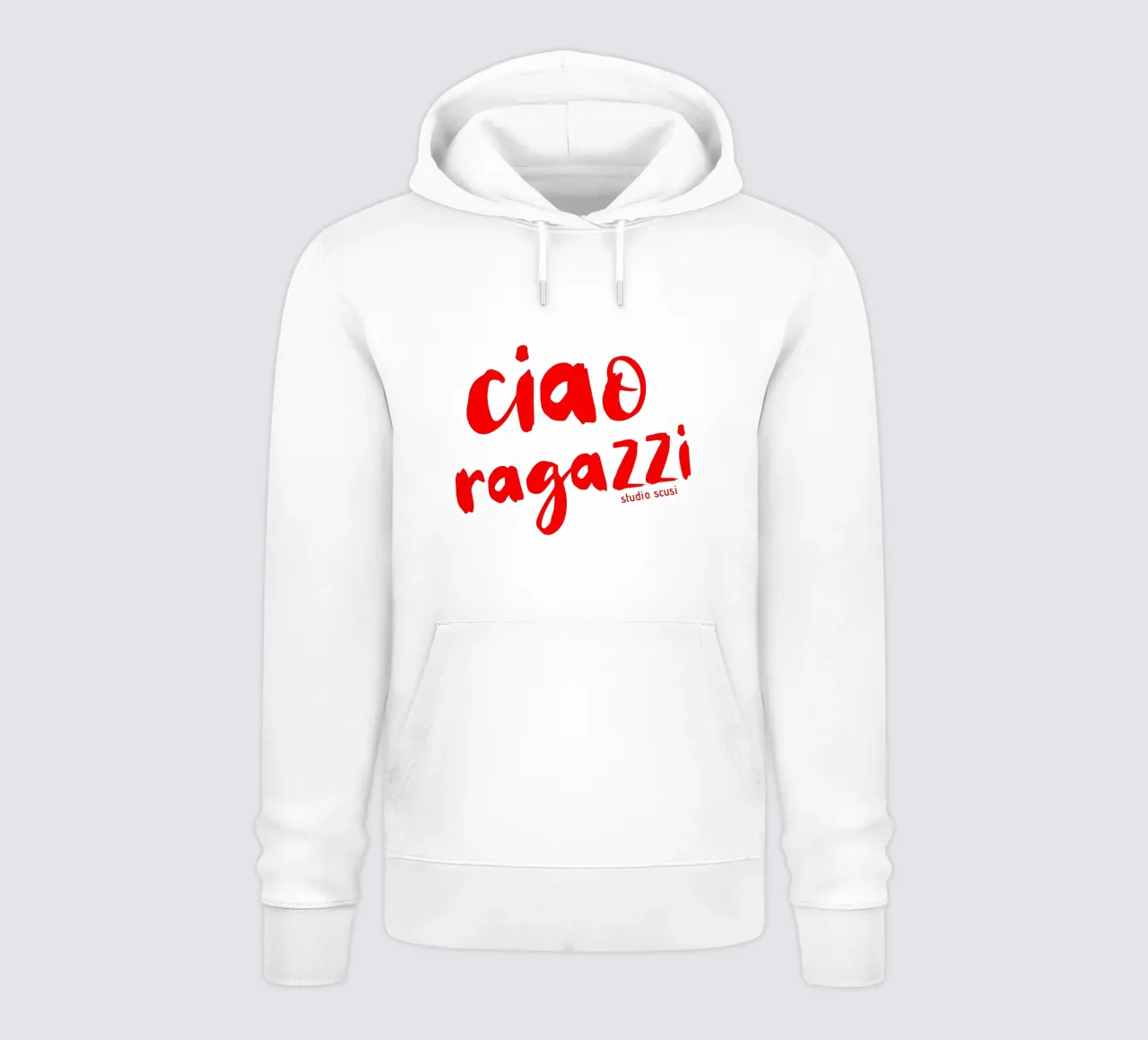 Ciao Ragazzi - rote Pinselschrift felpa con cappuccio da studio scusi