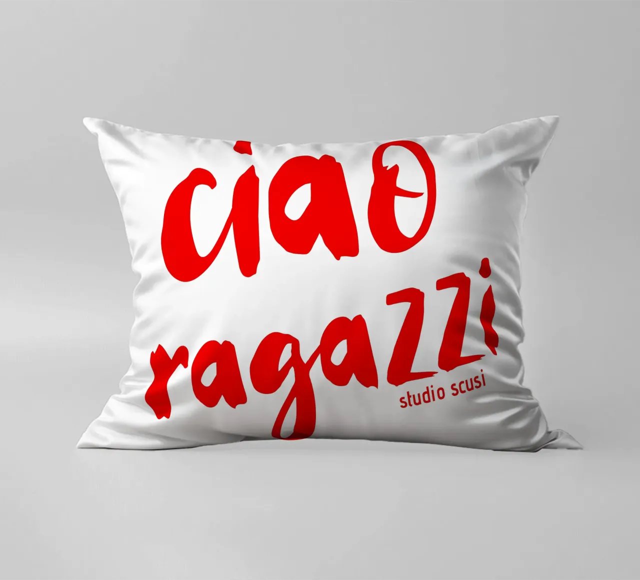 Ciao Ragazzi - rote Pinselschrift cuscino da studio scusi