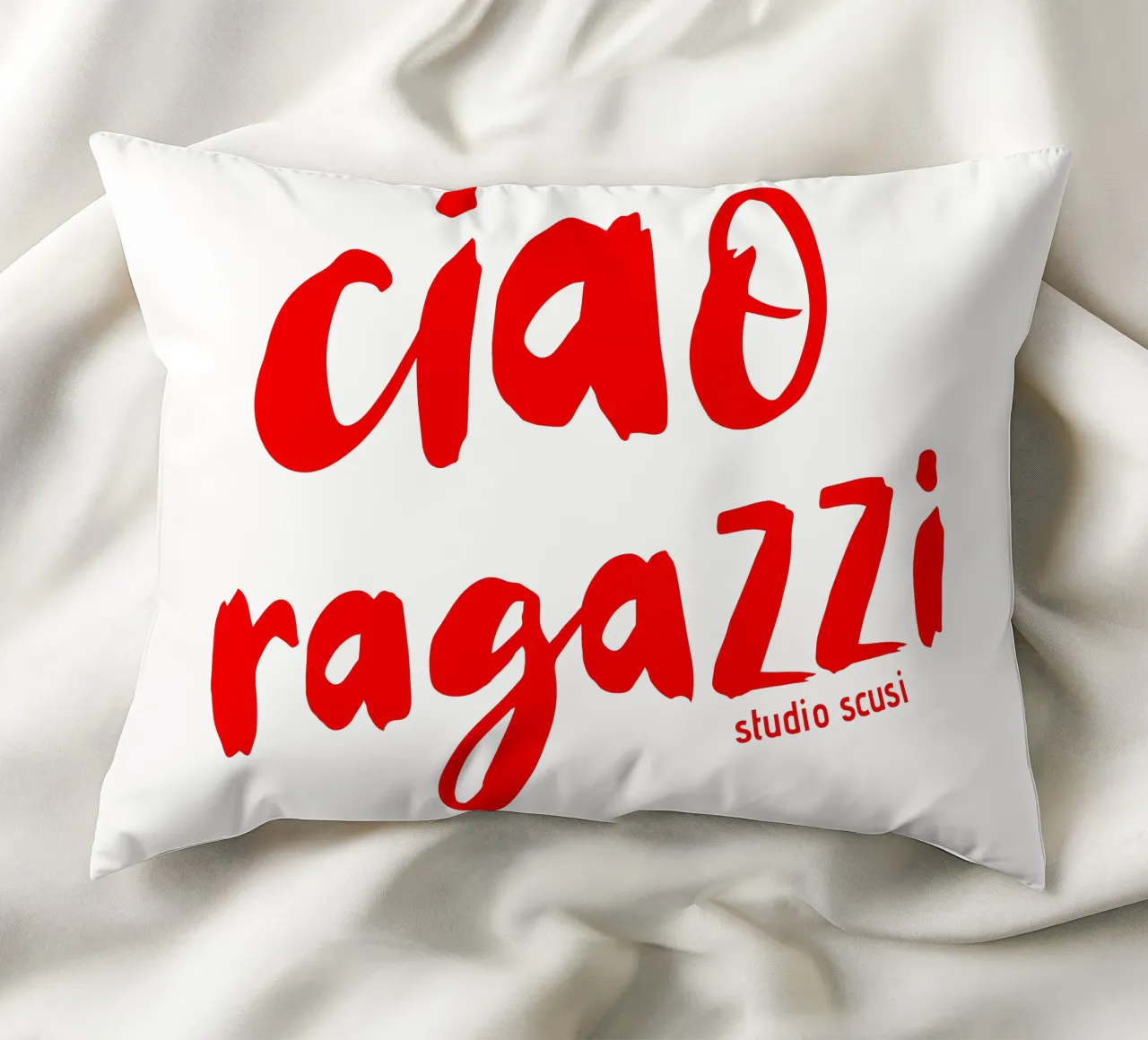 Ciao Ragazzi - rote Pinselschrift cuscino da studio scusi
