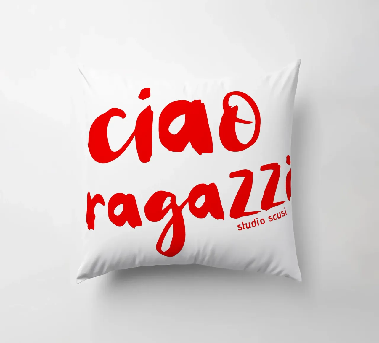 Ciao Ragazzi - rote Pinselschrift cuscino da studio scusi