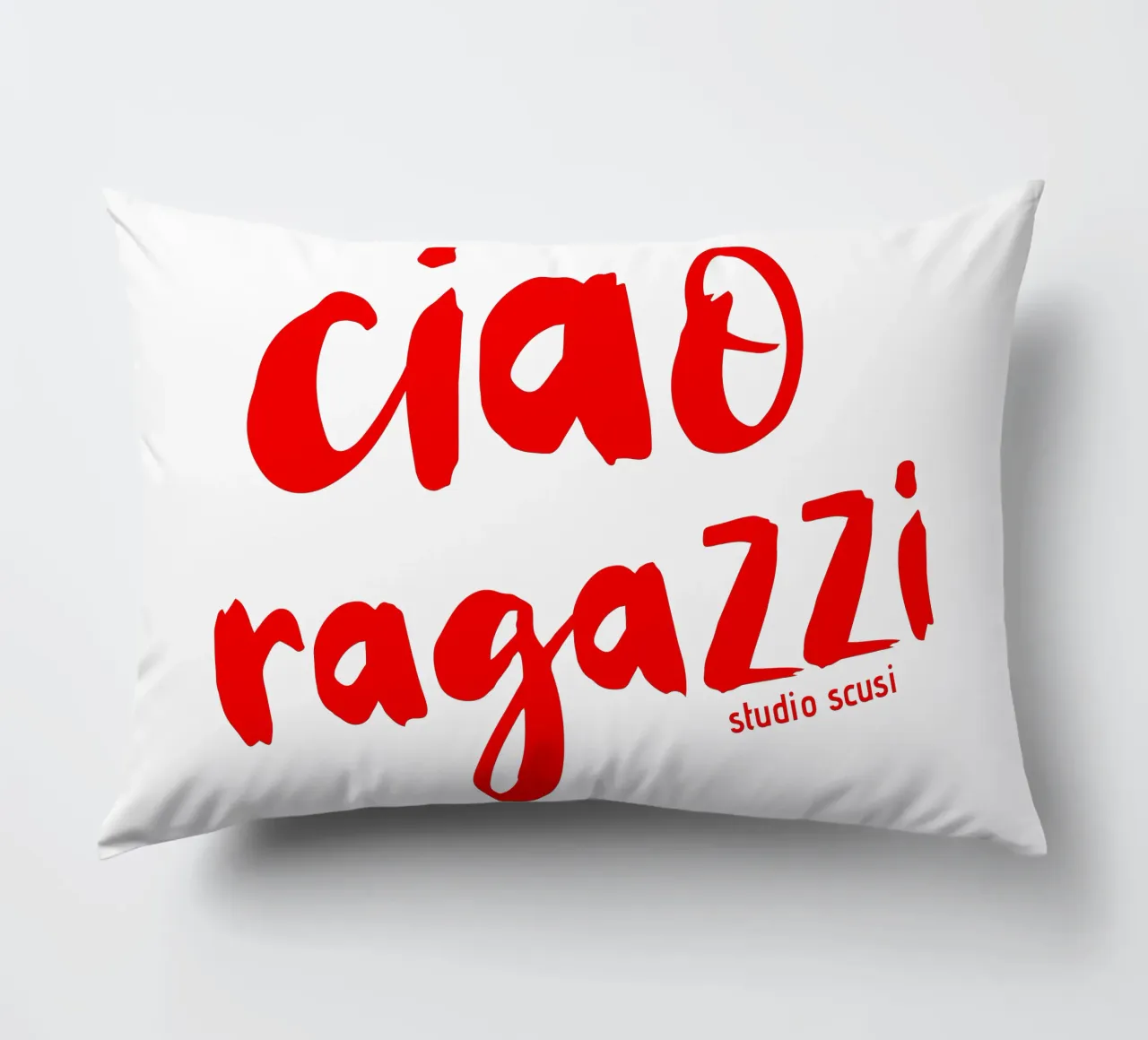 Ciao Ragazzi - rote Pinselschrift cuscino da studio scusi