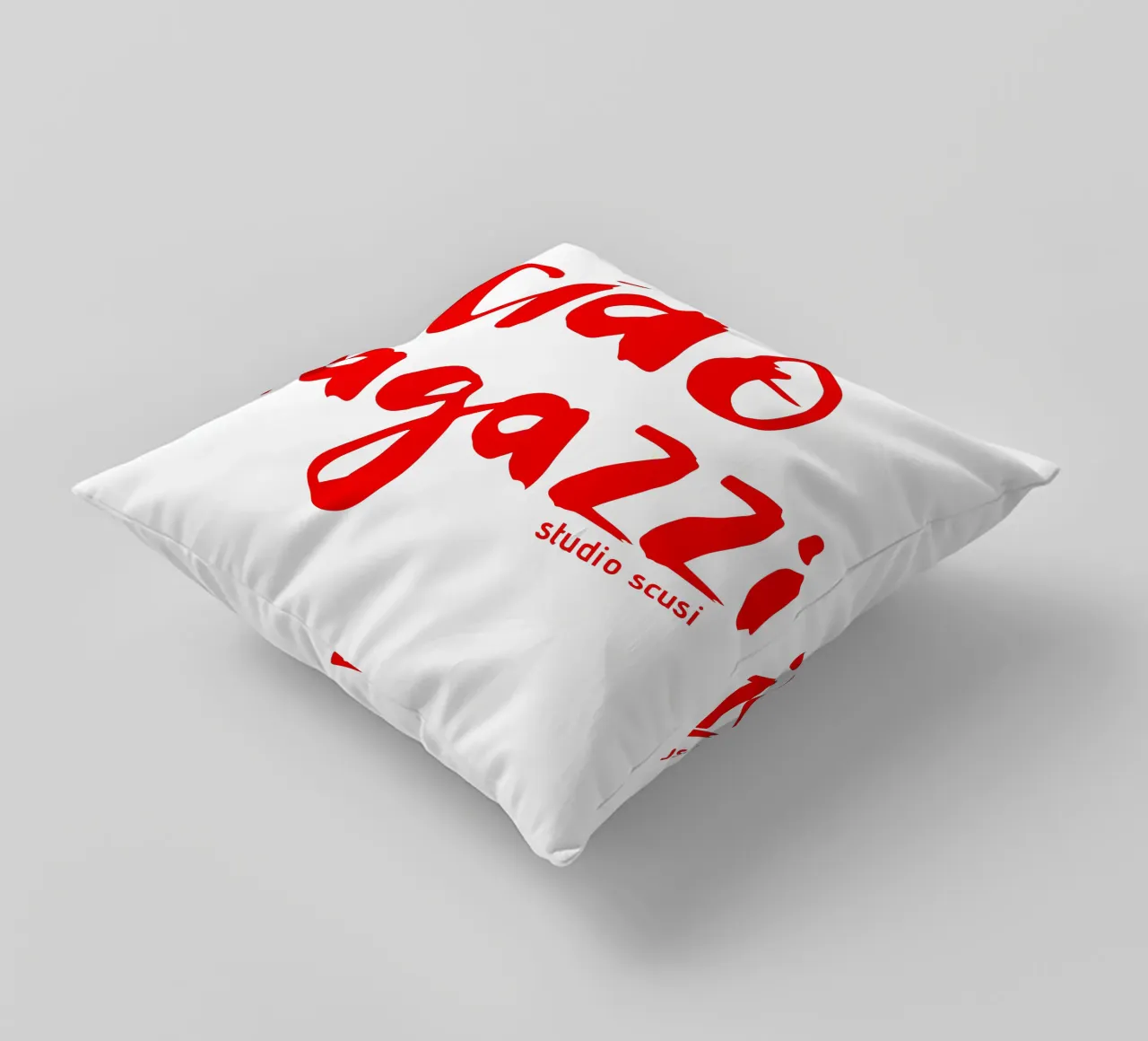 Ciao Ragazzi - rote Pinselschrift cuscino da studio scusi