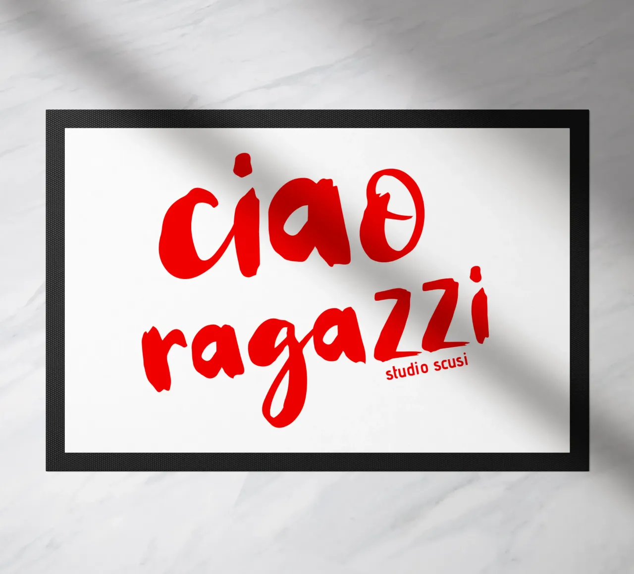 Ciao Ragazzi - rote Pinselschrift zerbino da studio scusi