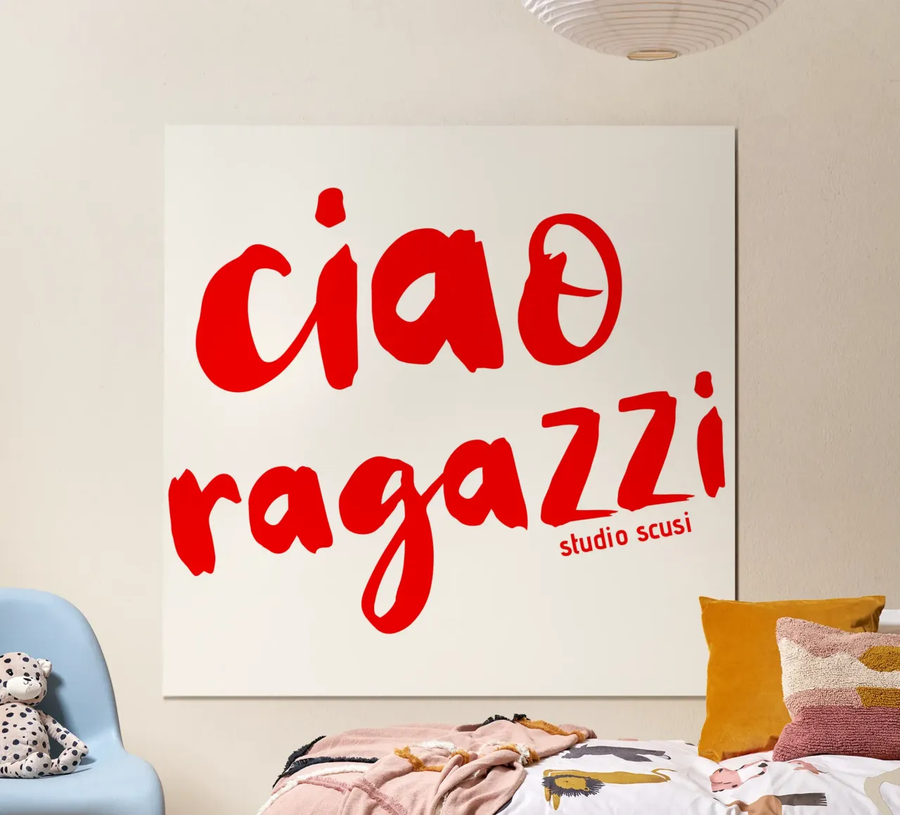Ciao Ragazzi - rote Pinselschrift carta hahnemühle da studio scusi