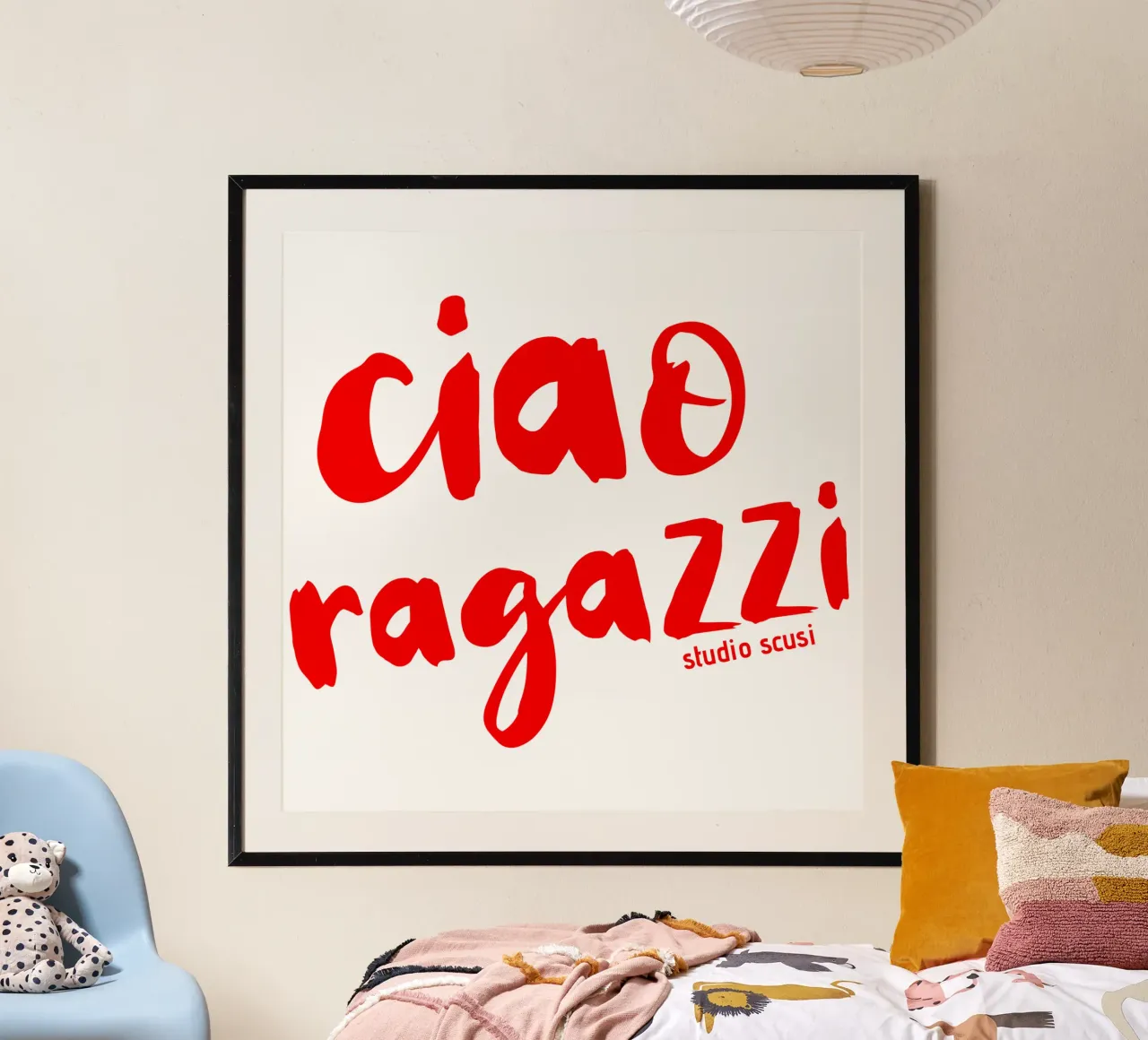 Ciao Ragazzi - rote Pinselschrift carta hahnemühle da studio scusi