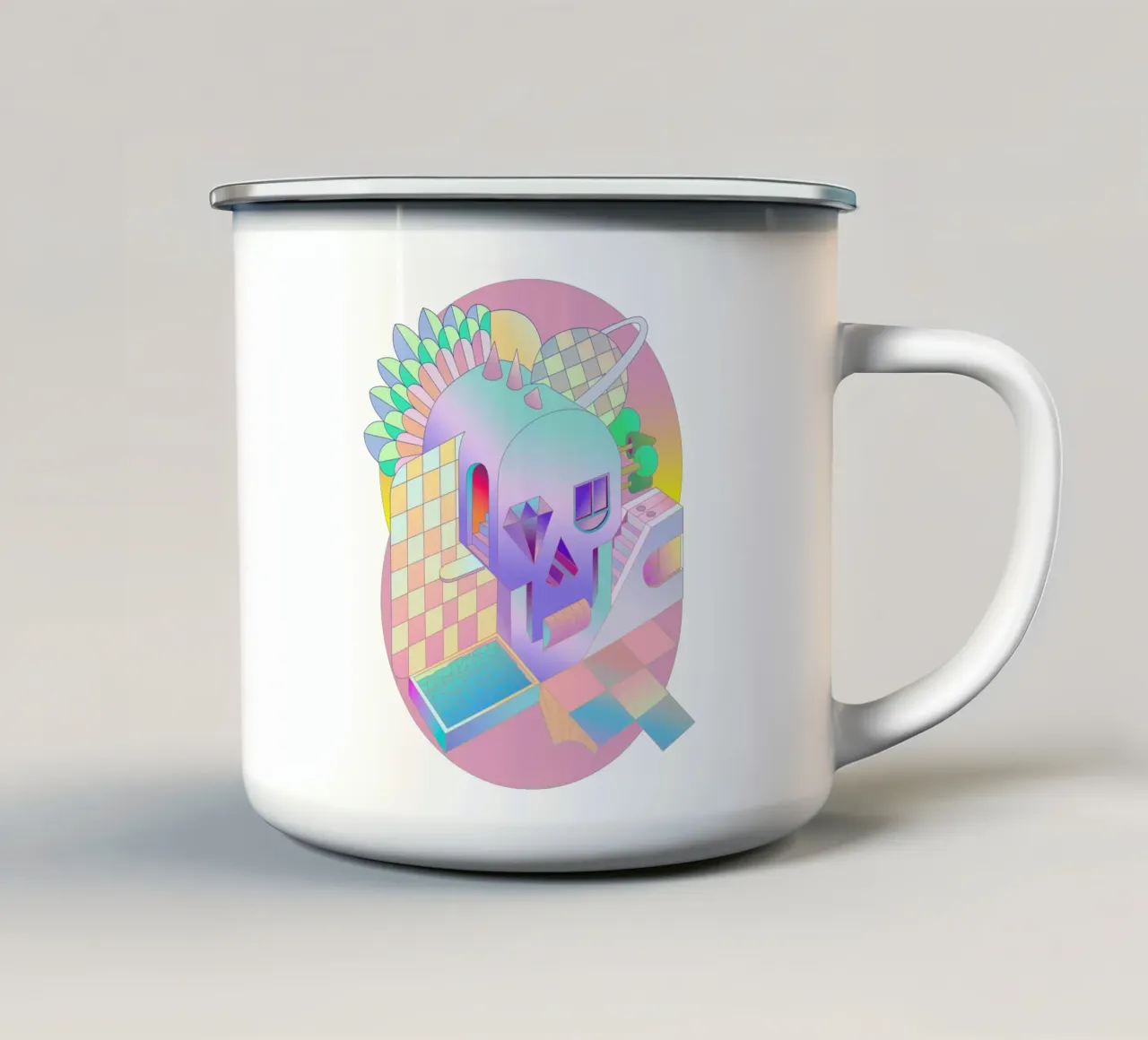 Mansion SKull tazza in smalto da Ali Gulec