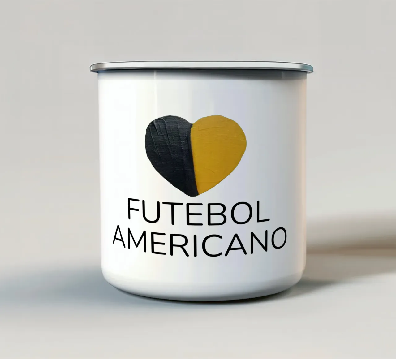 Cuore Futebol Americano nero e oro dipinto a mano tazza in smalto da FABOArt