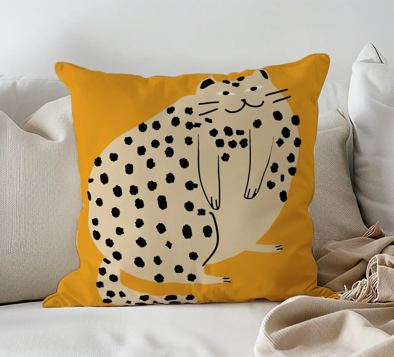 Lazy cat decorative cushion by Little Dean