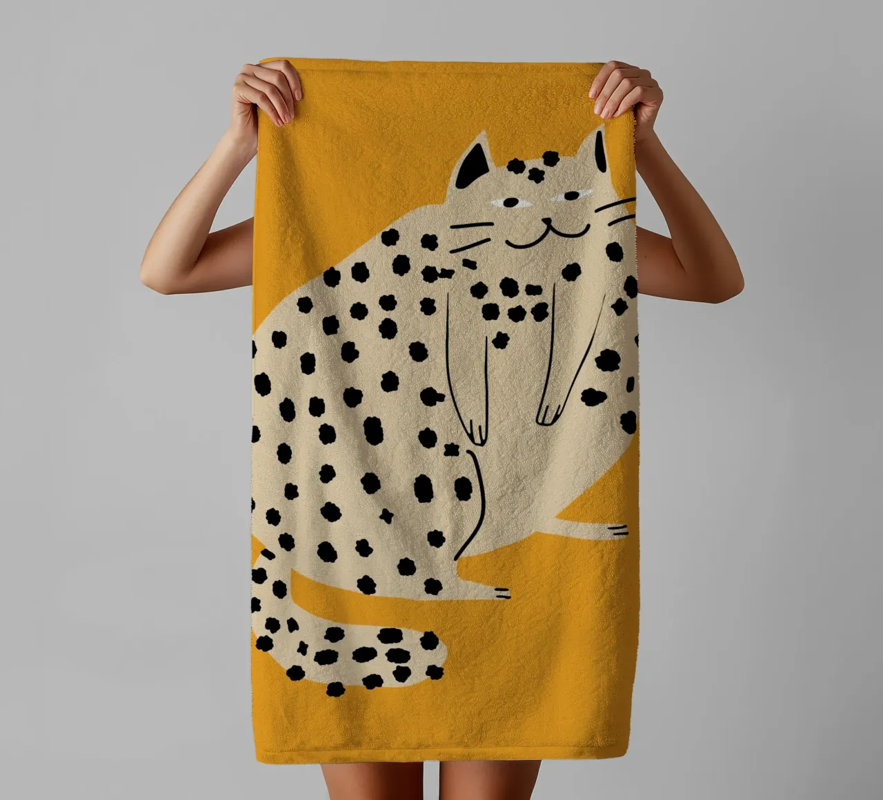 Lazy cat towel by Little Dean