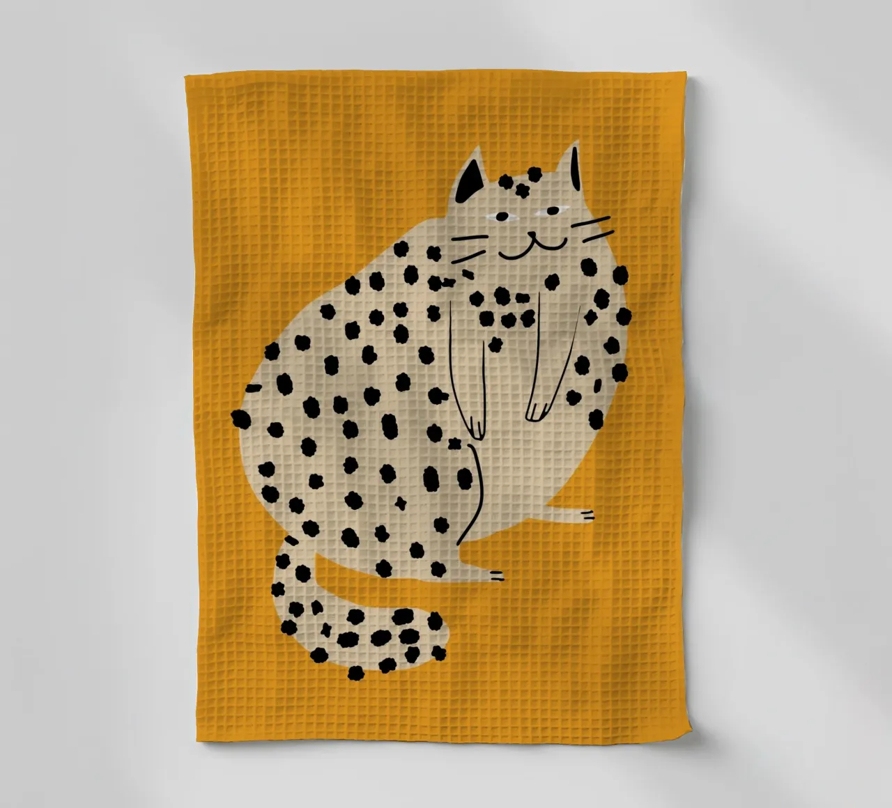 Lazy cat tea towel by Little Dean