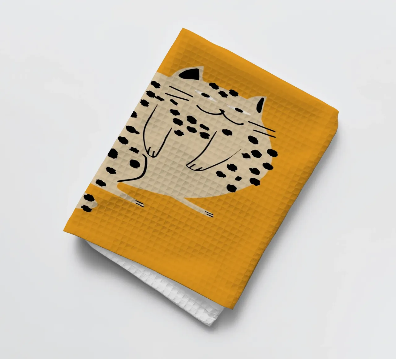 Lazy cat tea towel by Little Dean
