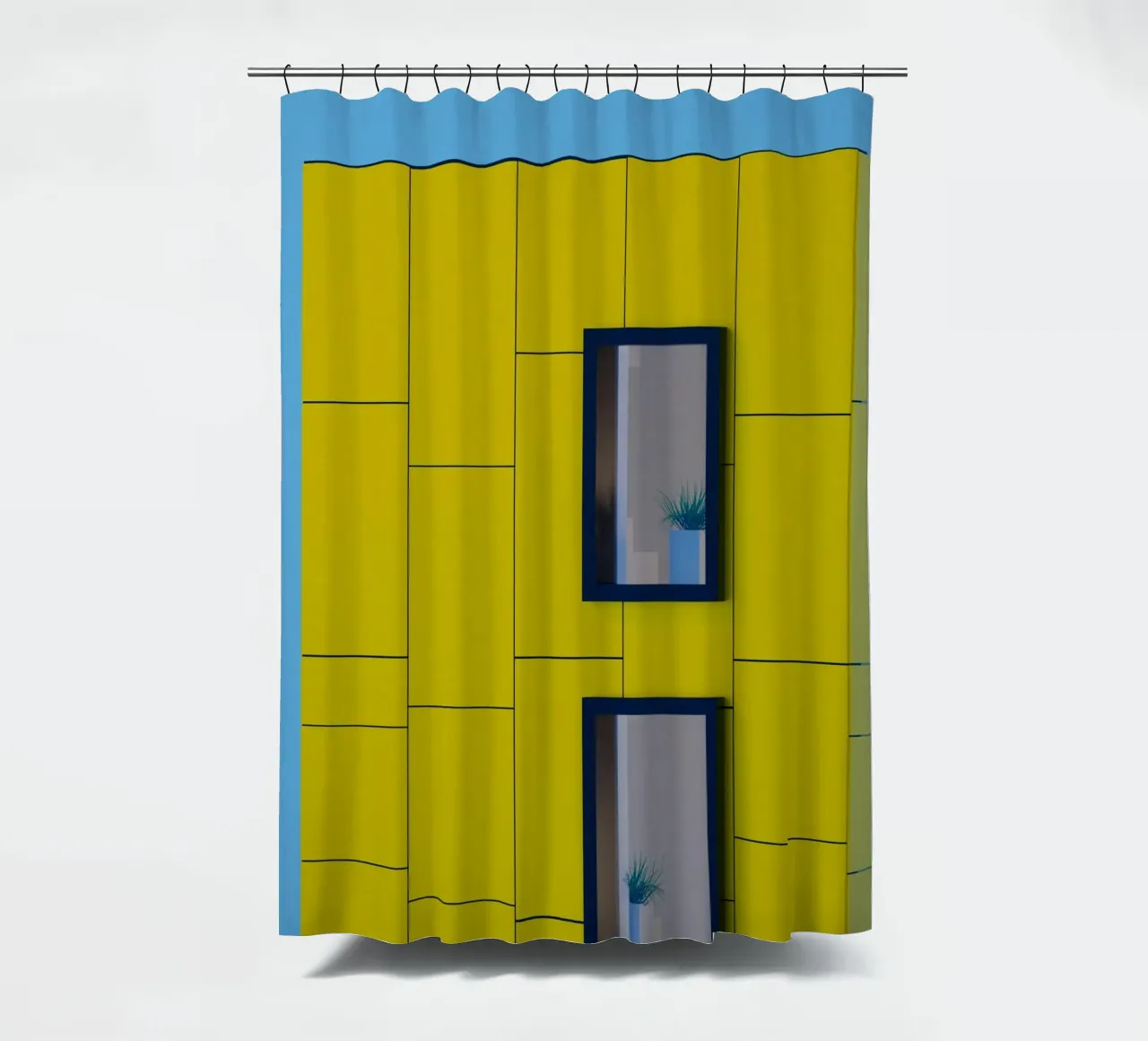 square building window tenda da doccia da feny