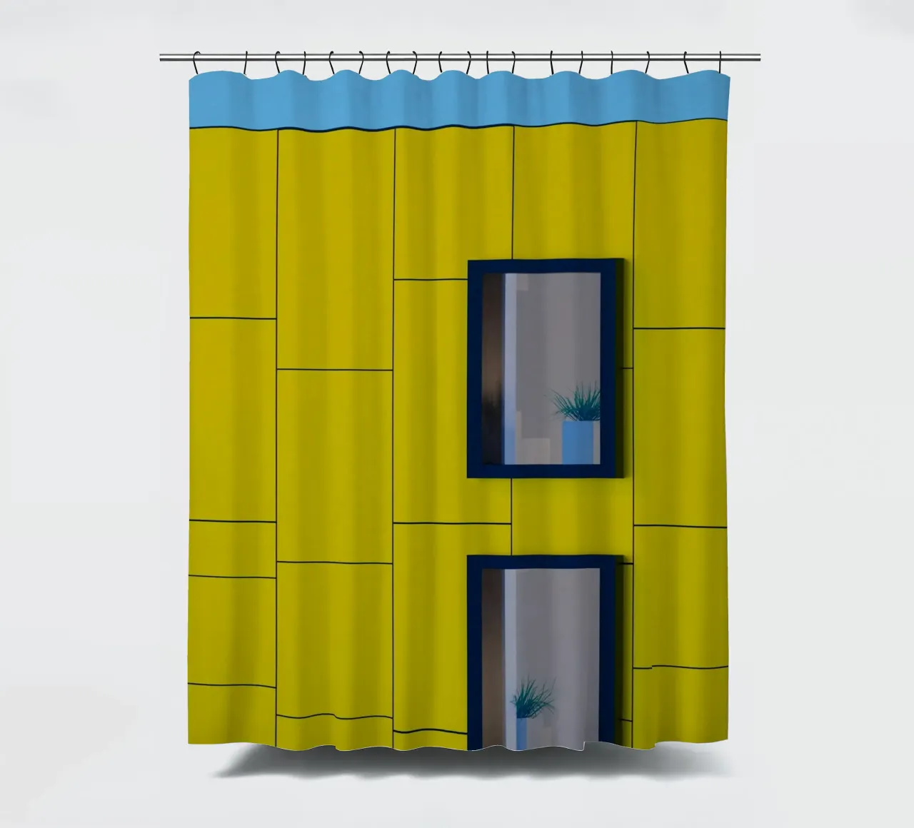 square building window tenda da doccia da feny